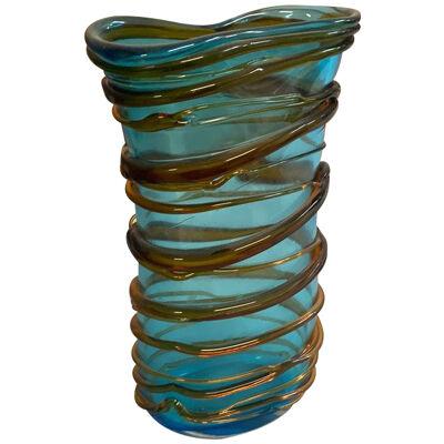 Impressive multicolors murano glass vase like venini ercole barovier style