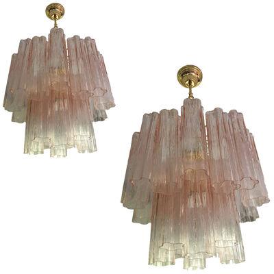 Pink Murano Glass Style Trochi Venin lot of 2 or a pair of chandeliers