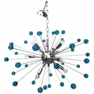 Chandelier murano glass sputnik blue italian handmade by SimoEng