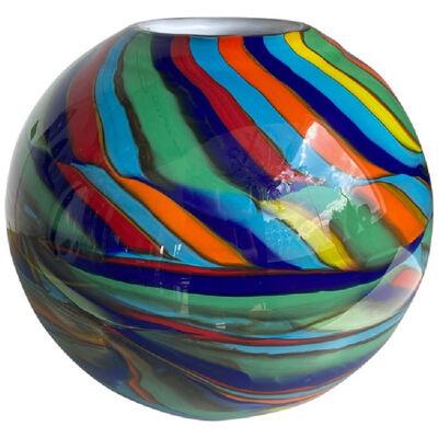 Contemporary Abstarct Vase With Multicolored Reeds in Murano Glass