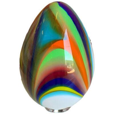 White Egg Small Lamp in Murano Style Multicolored Glass