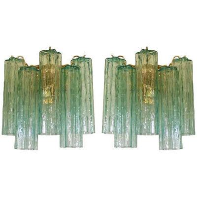Contemporary Green “Tronchi” Murano Glass Wall Sconce in Venini Style