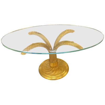 1980s Vintage Gold "Torciglione" Murano Glass Attributed Coffee Table