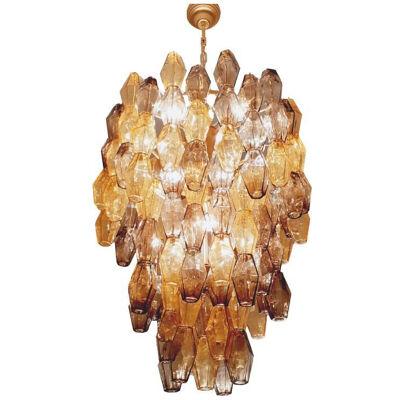 Huge and luxury Chandelier with amber and fume’ “POLIEDRI” by SimoEng