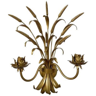 Contemporary Gold Florentine Wrought Iron Ears Wall Lamp