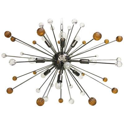 TRANSPARENT AND AMBER “STAR” MURANO GLASS OVAL SPUTNIK CHANDELIER  by simoEng