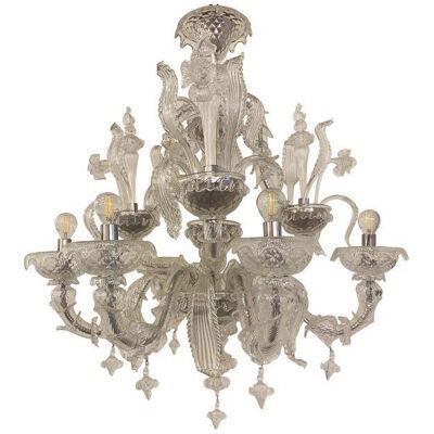Transparent Murano Style Glass Chandelier