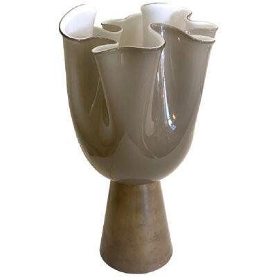 Contemporary Milky-Beige Murano Style Glass Table Lamp