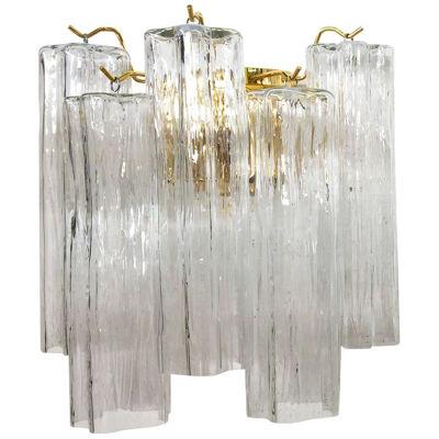 CLEAR “TRONCHI” MURANO GLASS WALL SCONCE-1L