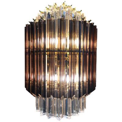 CLEAR AND FUME’ “TRIEDRO” MURANO GLASS WALL SCONCE by SimoEng