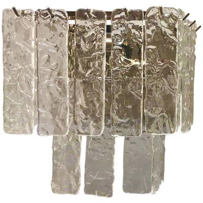 TRANSPARENT AND HAMMERED STRIPS “LISTELLI” MURANO GLASS WALL SCONCE