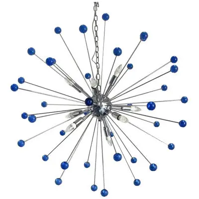 Contemporary Blue “Star” Murano Glass Sputnik Chandelier