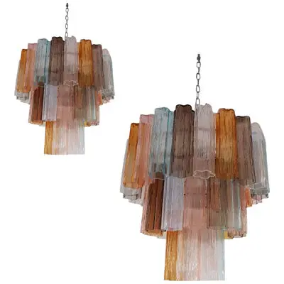 Murano Glass Sputnik Chandelier Multicolors, lot of 2 or a pair of chandeliers