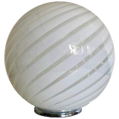 Contemporary Murano Style Spiral White Murano Glass Table Lamp