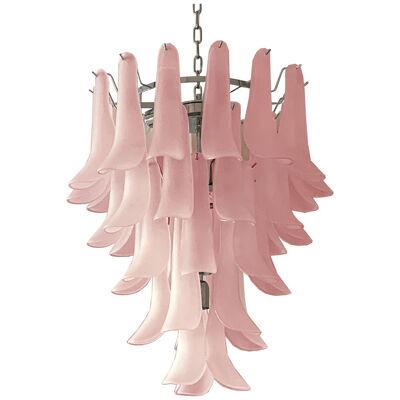 FROSTED PINK “SELLE” MURANO GLASS CASCADE CHANDELIER by SimoEng