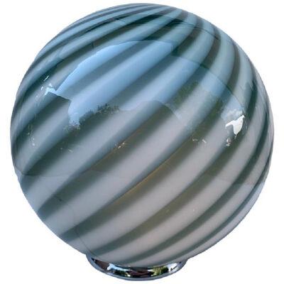 Contemporary Milky-Green Sphere in Murano Glass Swirl Table Lamp
