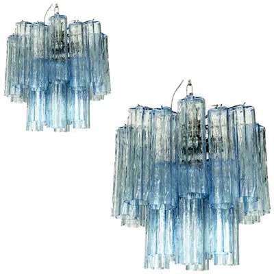 Murano Glass Chandelier in Venini Style, lot of 2 or a pair of chandeliers