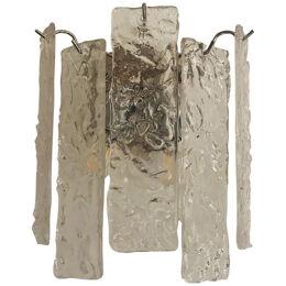 Contemporary Hammered Strips ”Listelli” Murano Glass Wall Sconce