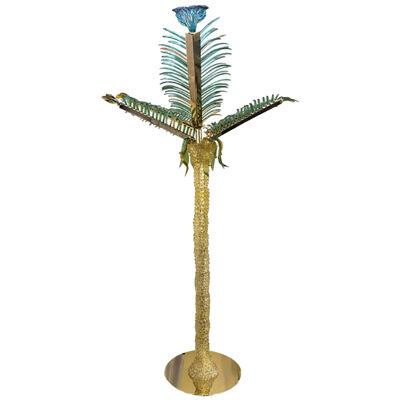 70's Vintage Palm Murano Glass Floor Lamp