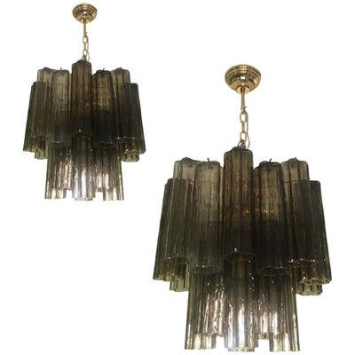 Murano Style Glass Chandelier in Fume'Color lot of 2 or a pair of chandeliers