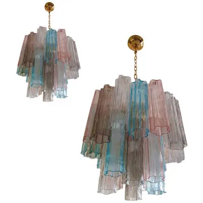 Murano Glass Sputnik Chandelier Multicolors, lot of 2 or a pair of chandeliers