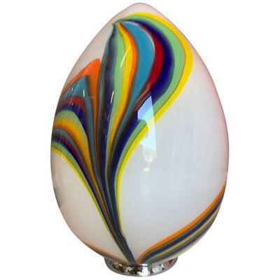 Murano Style Glass Multicolored Reeds White Egg Lamp