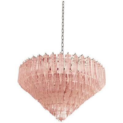 Vintage 1970s Pink "Quadriedro" Murano Glass Chandelier