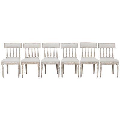 19th c. Set of Six Swedish Gustavian Period Chairs in Original Paint