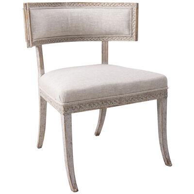 19th c. Swedish Gustavian Period Upholstered and Painted Klismos Chair