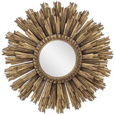 Large Early-Mid 20th c. French Art Deco Giltwood Sunburst Mirror