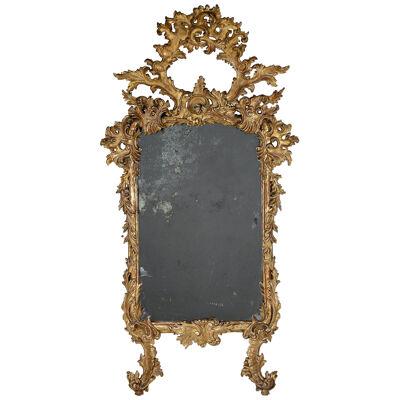 19th c. Italian Rococo Giltwood Mirror with Original Mirror Plate