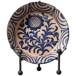 19th c. Spanish Blue and White Fajalauza Lebrillo Bowl from Granada