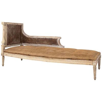 19th c. French Louis XVI Style Caned Chaise Lounge or Daybed