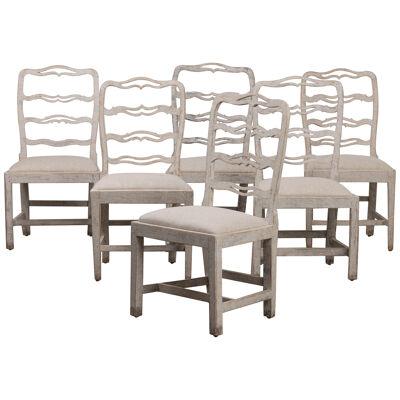 Set of Six Gustavian Period Painted Dining Chairs, 19th c. Swedish
