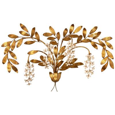 Large Hans Kögl 'Wisteria' Gilded Wall Sconce Appliqué