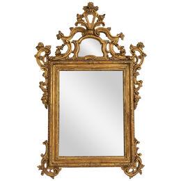 18th c. Venetian Baroque Mirror in Original Giltwood with Original Mirror Plates