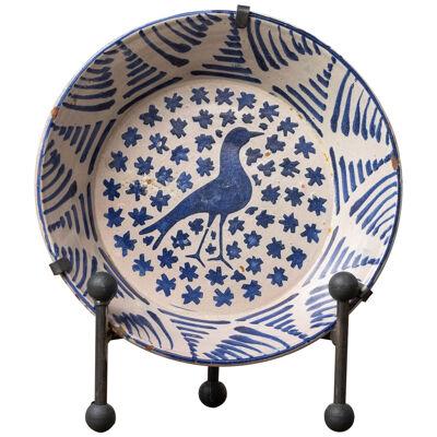 19th c. Spanish Blue and White Fajalauza Lebrillo Bowl from Granada
