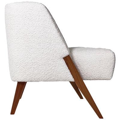Pair of RUTH Lounge Chairs in the style of Gio Ponti Walnut, Ivory Bouclé Fabric