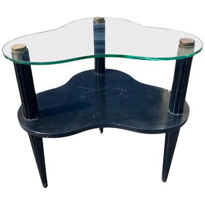 Great Side Table in the style of Gilbert Rhode, Glass, Black, Art Deco