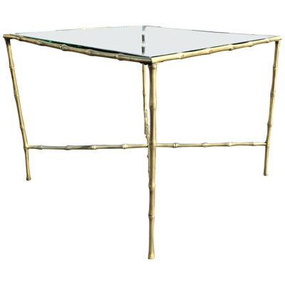 Faux Bamboo Brass Side Table