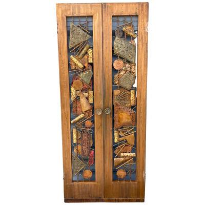 Pair of Roy R. Butler Copper Brass Brutalist Doors, Mid-Century Modern USA