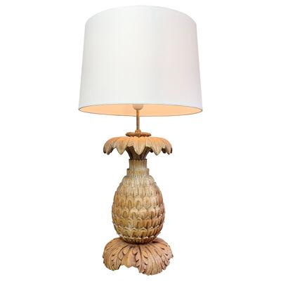 Maison Jansen Carved Wooden Pineapple Table Lamp
