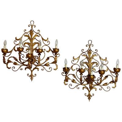 Pair of Huge Palladio Wall Sconces Italy 1960's
