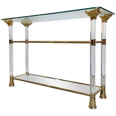  1970's Italian Lucite and Brass Console Table