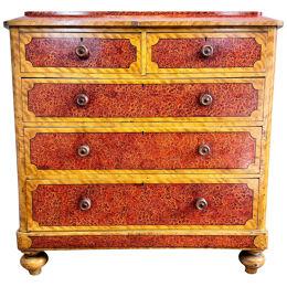 Biedermeier Scumble and Faux Burlwood Painted Chest of Drawers