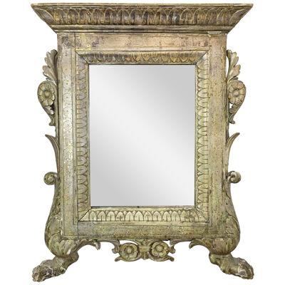 Silver Gilt Carved Wood Italian Wall Mirror 18th Century