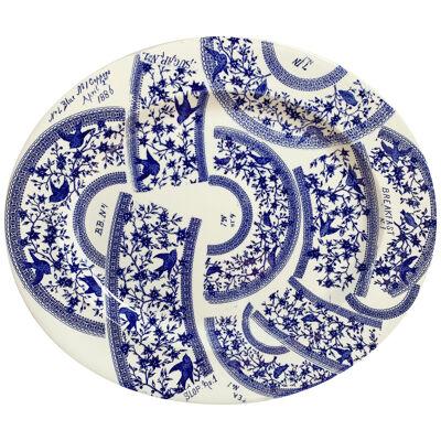 19th Century Derby Pottery Blue and White Sample Pattern Plate
