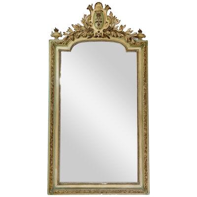  French 19th Century Large Crested Chateau Mirror