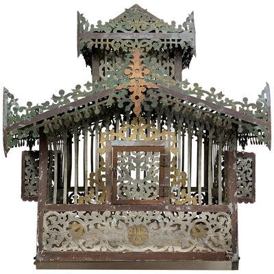 19th Century Pierced Metal Work Birdcage