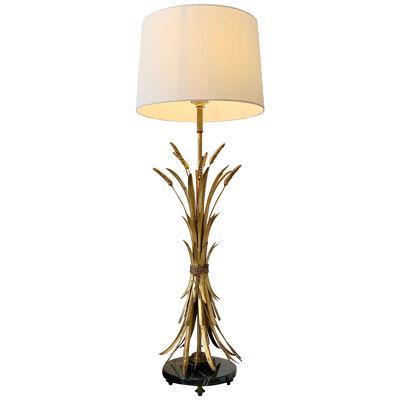 Magnificent Large Italian Wheat Sheaf Table Lamp on Marble Base